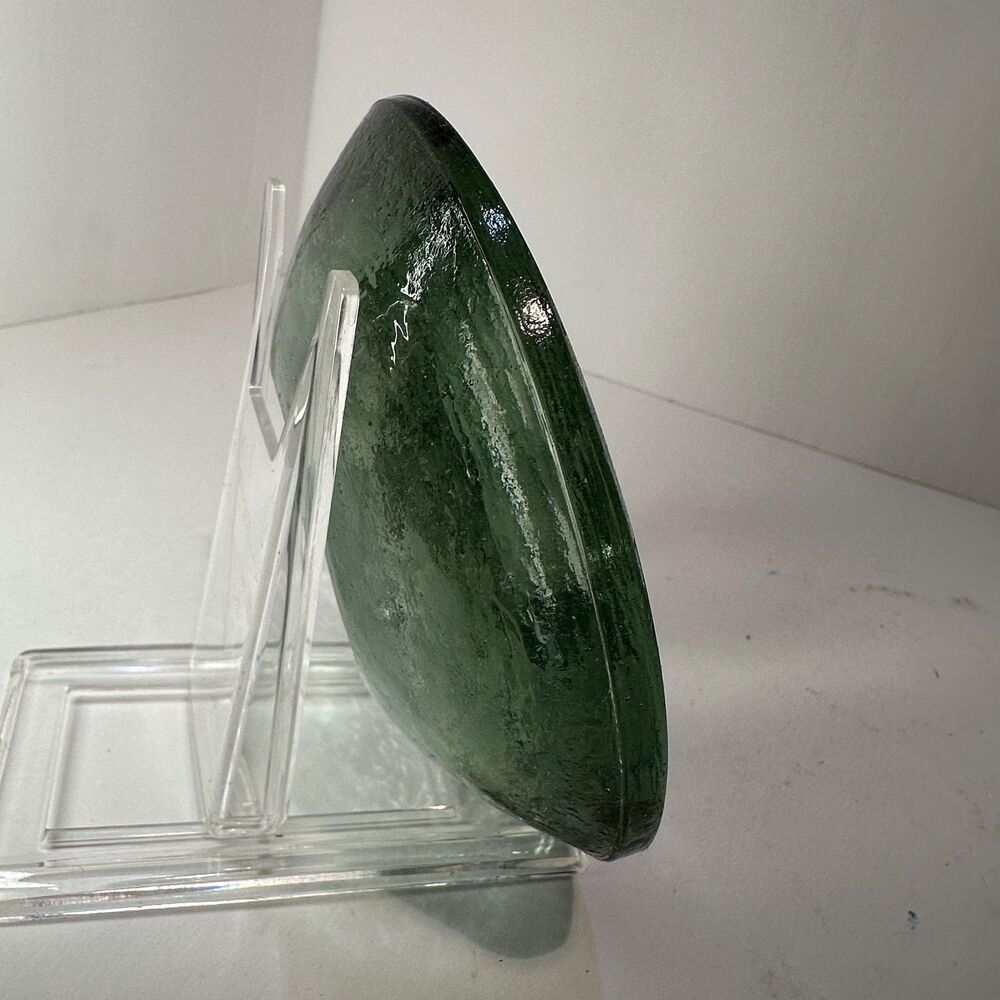 Vintage Clear Textured Glass Domed Disk Pillar Candle Holder (Fire and Ice?) - Picture 15 of 16